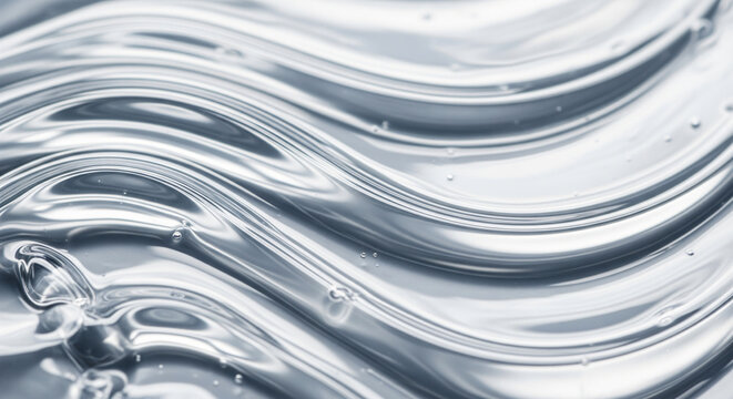 Macro texture background of flowing silver liquid gel waves