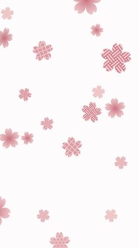 Japanese Wagara Pattern Sakura Petals Falling Seamless Loop Vertical 4K