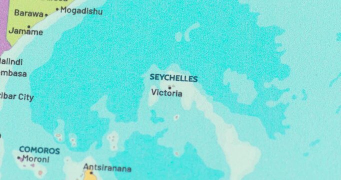 Zoom out view of seychelles on a modern political world map