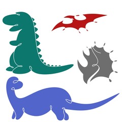 Simple set dinosaur flat design vector,set dodlle dinosaur flat image,set simple dinosaur flat illustration,simple dino cartoon flat image collection,simple dino cartoon flat vector collection  © Hari