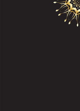 Luxury Silver Gold Mandala Top Right Corner Ornament on Black Background