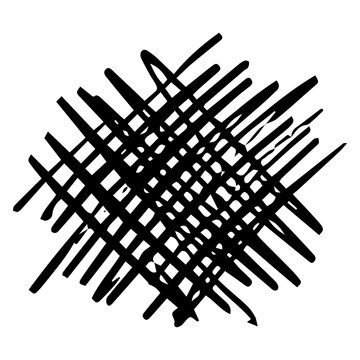 Black abstract dense crosshatched scribble overlapping lines mesh texture illustration on transparent background for graphic design