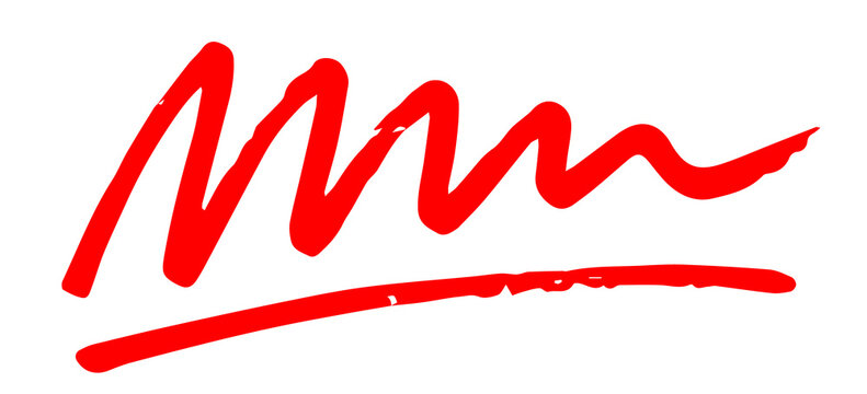 Hand Drawn Red Marker Zigzag Scribble Stroke and Underline Highlight Line on Transparent Background