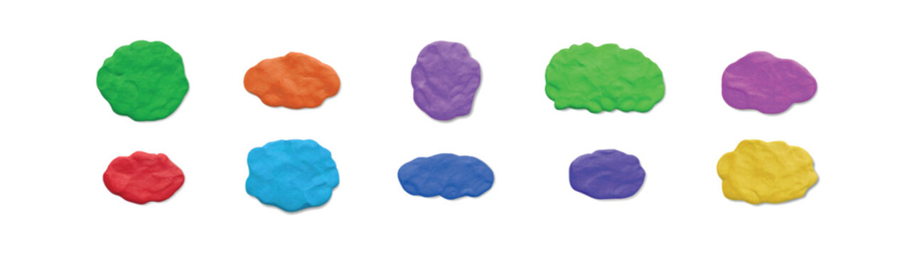 Plasticine clay element set with colorful 3D blobs