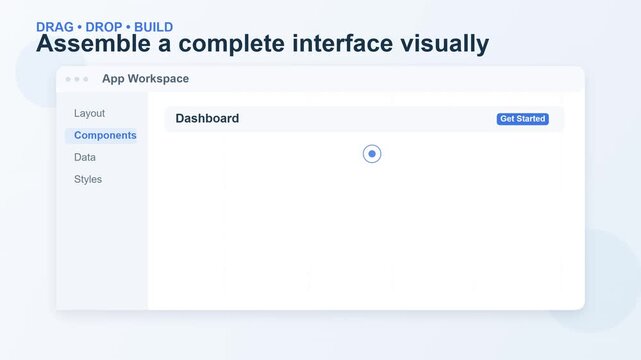 No code application builder platform demonstrating interface design