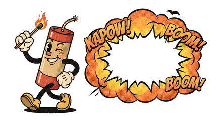 Retro Cartoon Dynamite Character Explosion © Andrs