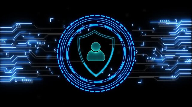 Glowing technology circular people icons and man icon animation and leadership icon . Animation of the network connections. futuristic digital network circle technology background