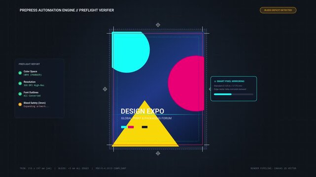 Prepress automation software interface checking graphic design layout files