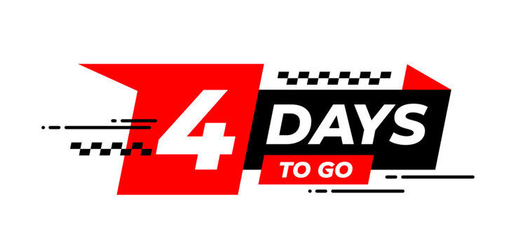 4 days to go. Four days to go. Abstract modern flat minimalist ribbon banner design for countdown discounts and sale time. Days left to go sign label badge. Vector illustration