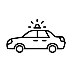 police car line icon, patrol vehicle and law enforcement symbol for emergency, public safety and transport concept, outline vector design © Zissad