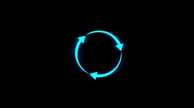 Three white arrows forming a circular rotation symbol on white background. Refresh arrow icon Abstract arrow refresh and recycle icon.Arrow loading bar animation.Arrow animated circle loading gif icon