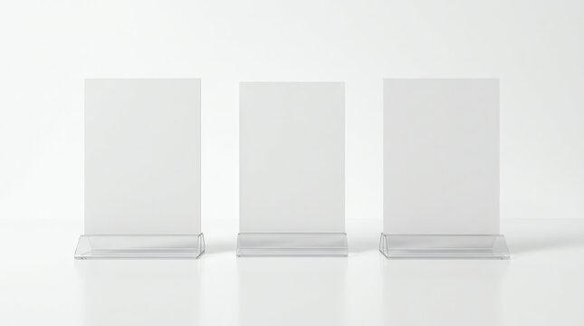 Blank Card stand type top loader Table Tent. 3d render illustration.