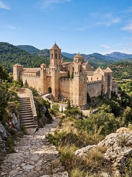 Spain Poblet Monastery Monastery Landscape