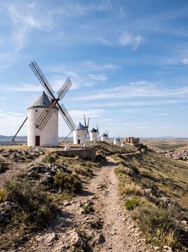 Spain Consuegra Windmills Windmill Hill Landscape