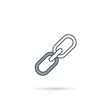 Minimalist chain link vector icon representing digital connection, hyperlink, and backlink building strategy
