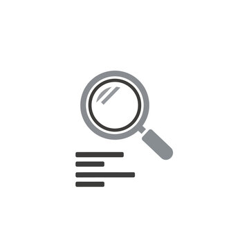 Magnifying glass with text lines icon representing search data user behavior analysis and document inspection