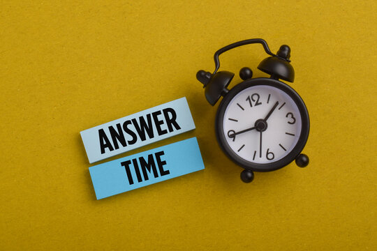 Conceptual image featuring Answer and Time blocks beside an alarm clock, representing deadlines, urgency, response timing, decisions, schedules, and time management.