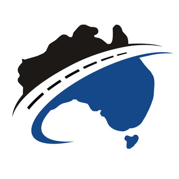 Australia map with Road Logo, with Highway Through Australia map logo design vector.