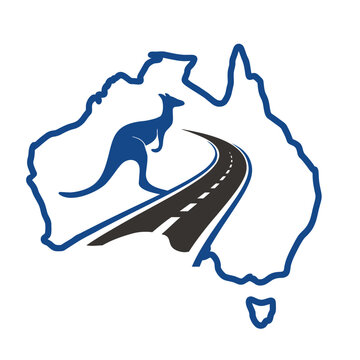 Australia map with Road Logo, with Highway Through Australia map logo design vector.