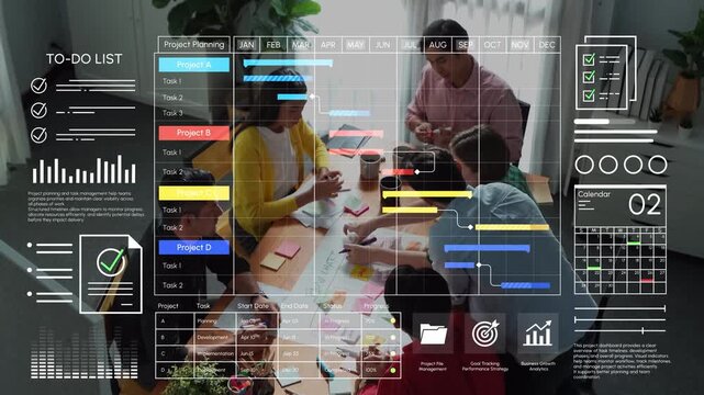 Group of Professionals Collaborating on Project Planning and Task Management in Modern Office Using Digital Tools and Visual Aids for Productivity. Entropy.