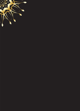 Luxury Silver Gold Mandala Top Left Corner Ornament on Black Background