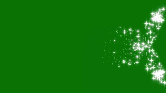 Magical glitter stars curve line effect, sparkling star twinkle glitter white cartoon doodle animation, fairy dust wand glitter stars trail on green screen background, 4k video