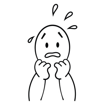 Anxious Scared Face Character Sweating and Biting Fingernails