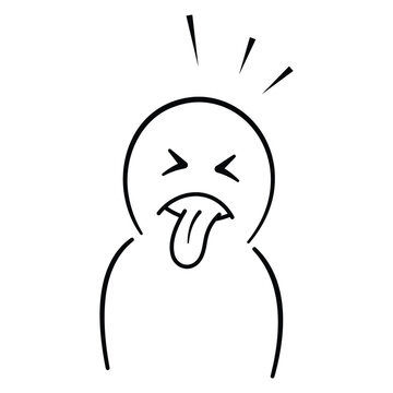 Disgusted Face Character With Tongue Out and Squeezed Eyes