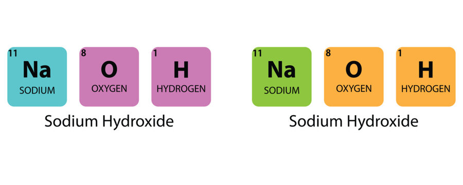 NaOH Sodium Hydroxide molecule icon vector, Vector symbol of NaOH Sodium hydroxide isolated on white background.