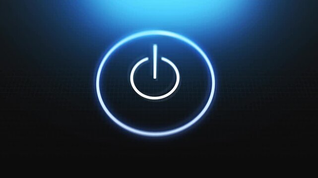 Digital Power Button on Device or Screen Glows Blue.