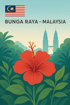 xx04 Bunga Raya-Malaysia National Flower Flat Graphic-1