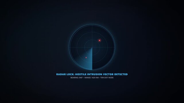 Cyber Attack Kill-Chain Radar Sweep Scanning Hostile Intrusion Vectors In 4K Seamless Loop On Dark Background