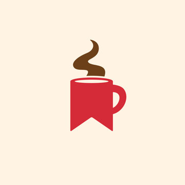 Bookmark Cafe and coffee logo icon minimalist