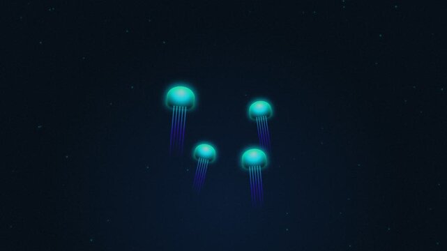 Abstract glowing jellyfish in dark space
