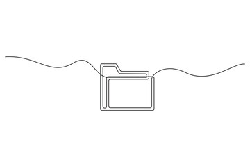 Obraz premium Continuous single line art drawing of folder database concept