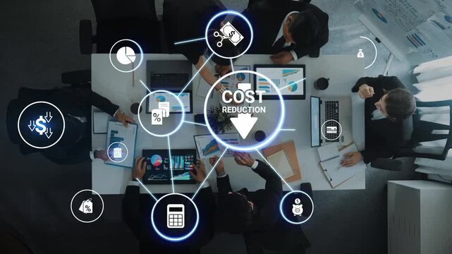 Cost reduction and cost saving through digital transformation, business cost optimization, operational cost reduction, financial savings, and resource efficiency strategy for business success. Funnel