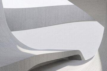Minimal white architectural background with curved surfaces © Mirza