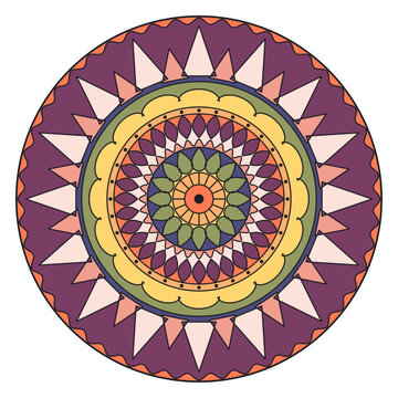 Colorful boho sun mandala with 16-fold symmetry vector