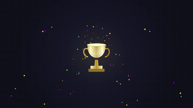 Golden Trophy Success Celebration with Confetti Animation