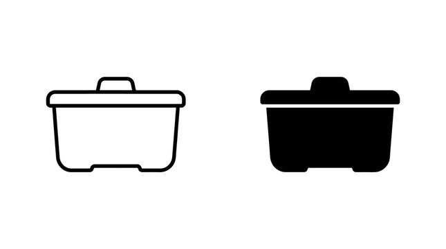 Storage container box icon set for home organization and logistics management.