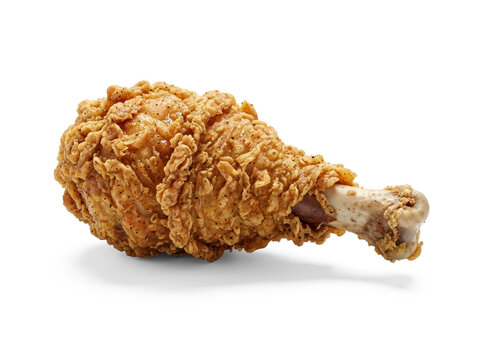 Fried chicken drumstick, golden brown crispy, fast food meal