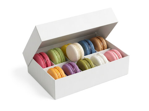 Macaron box set, colorful sweet dessert, bakery pastry gift