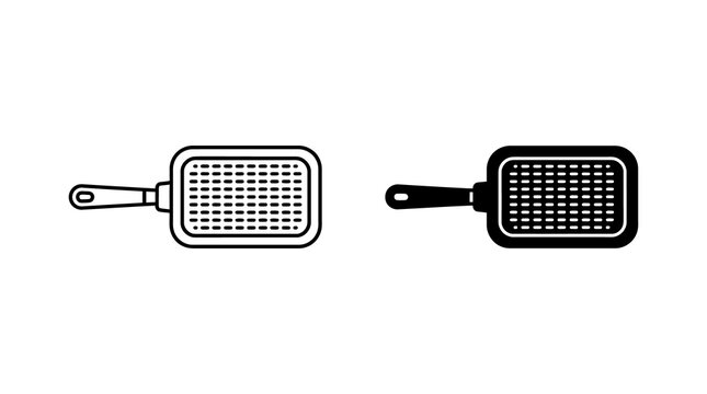 Grater kitchen tool icons with outline and solid black designs for cooking and food preparation.