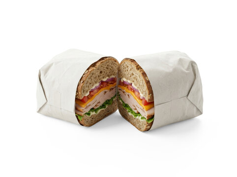 Wrapped deli sandwich, fresh ingredients, healthy lunch food