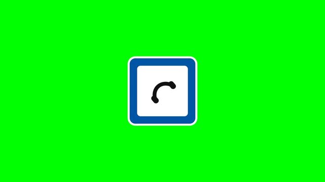 4K seamless HTML/JS animation of a Telephone service sign popping up, its symbol blinking precisely, and popping out on a green screen.