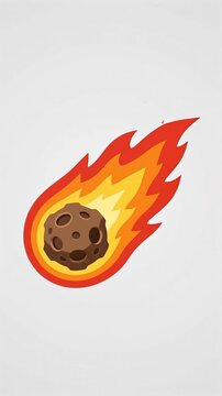 Vector illustration of a burning meteorite streaking across space with bright red and orange flames