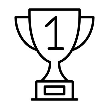 First place trophy cup with number one outline icon