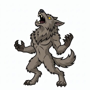 Flat Vector Werewolf Character Howling Full Color Illustration

