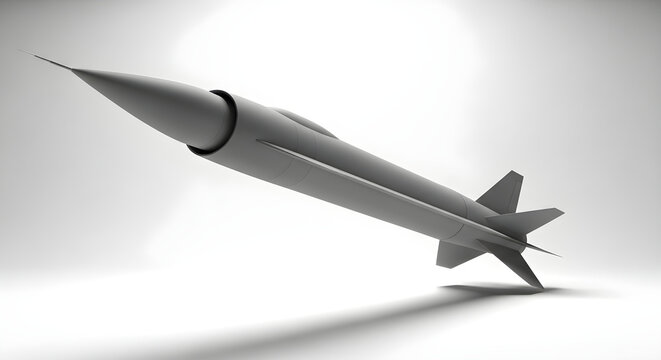 Modern Grey Tactical Ballistic Missile 3D Render Illustrating Advanced Military Aerospace Engineering And Strategic Defense Technology Concepts