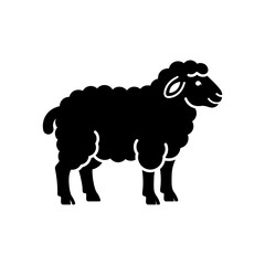 Obraz premium Black silhouette sheep standing in profile for livestock animal farm graphic and rural agriculture design elements isolated on clean transparent background vector.
